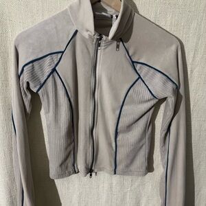 Urban Outfitters Gray Bomber Jacket with Blue Trim